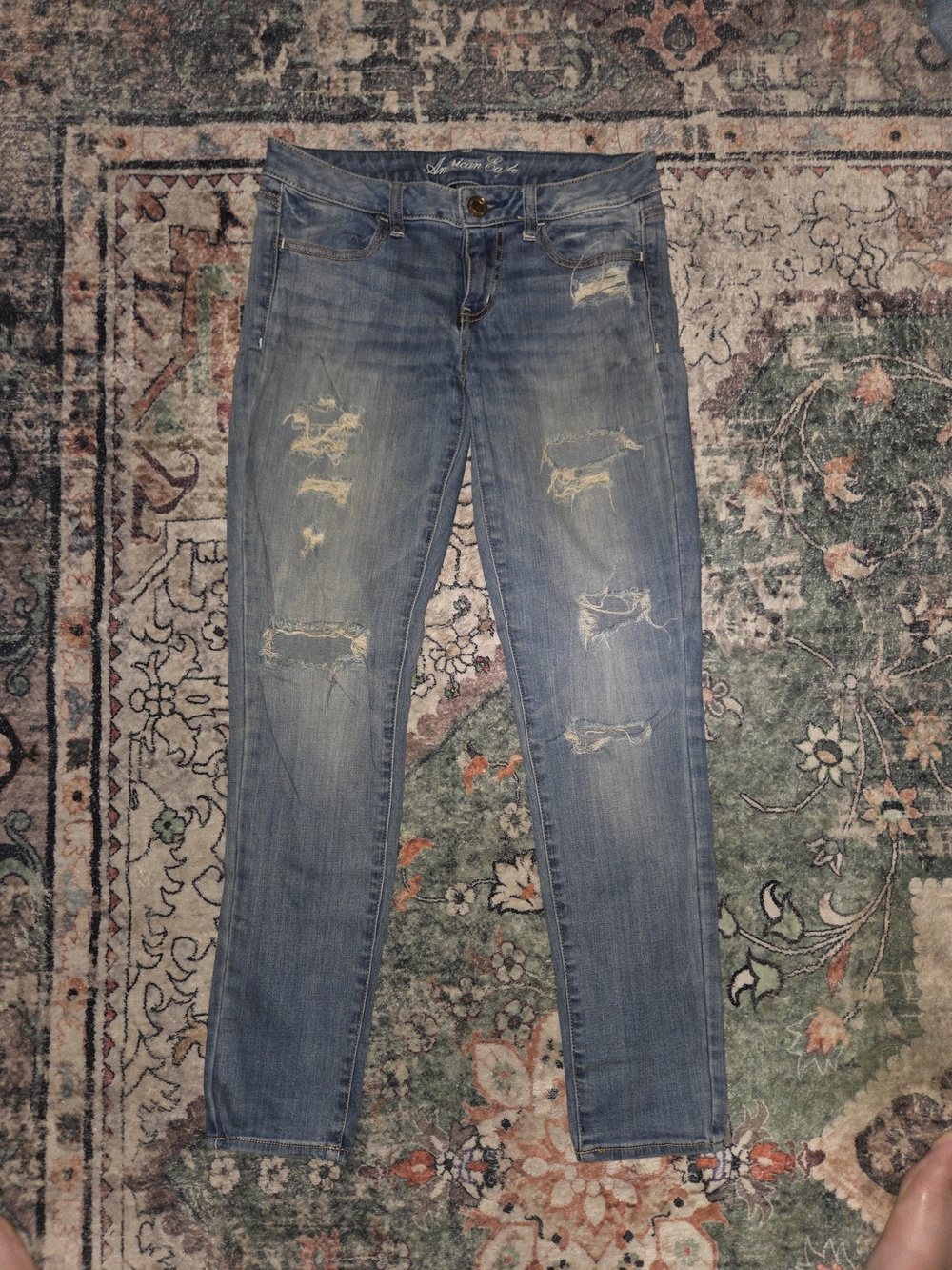 American Eagle Outfitters Light Blue Distressed Slim Jeggings